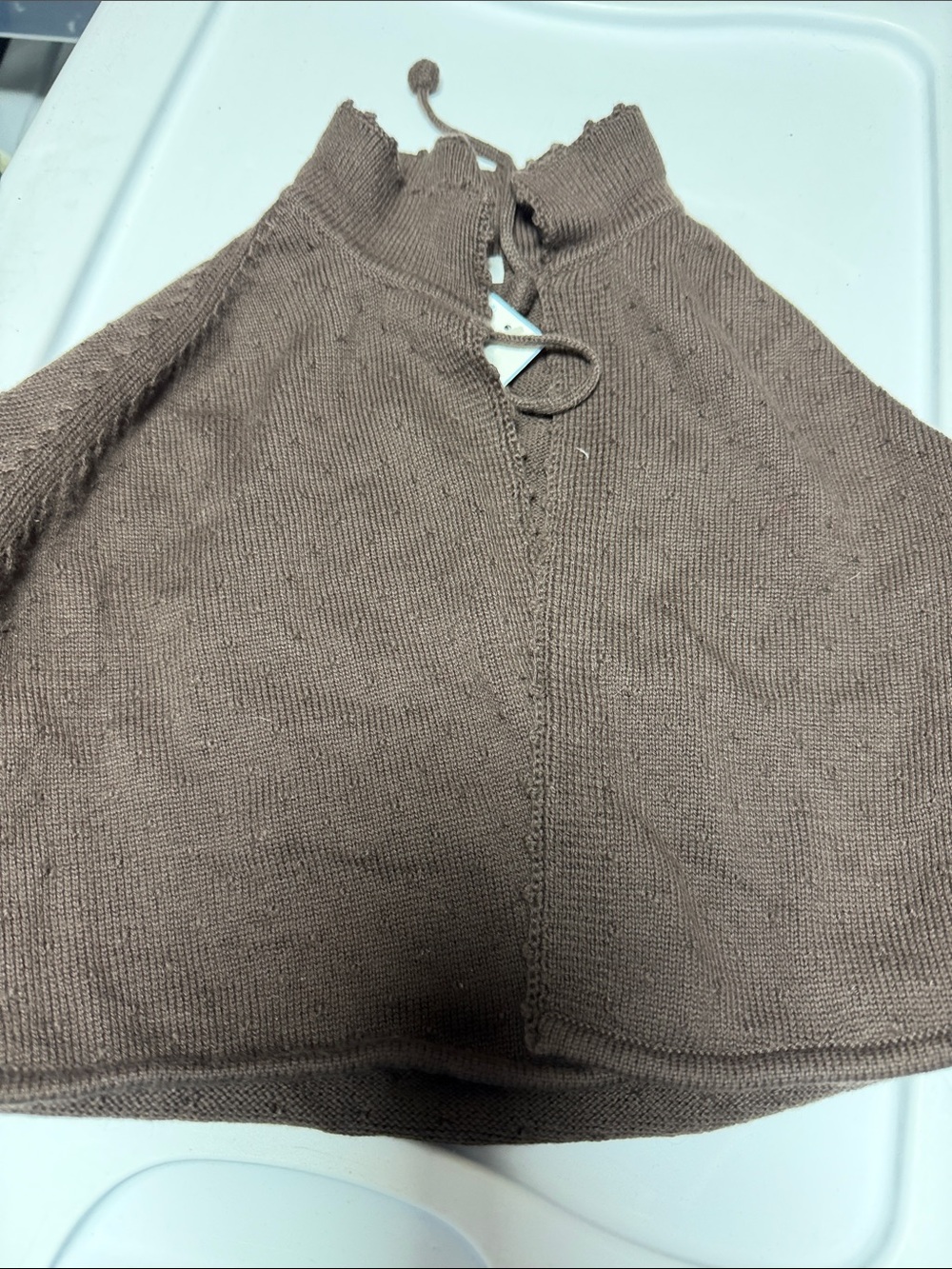 Jacadi Paris brown cotton cashmere knit kids' poncho cape cardigan size 4 A